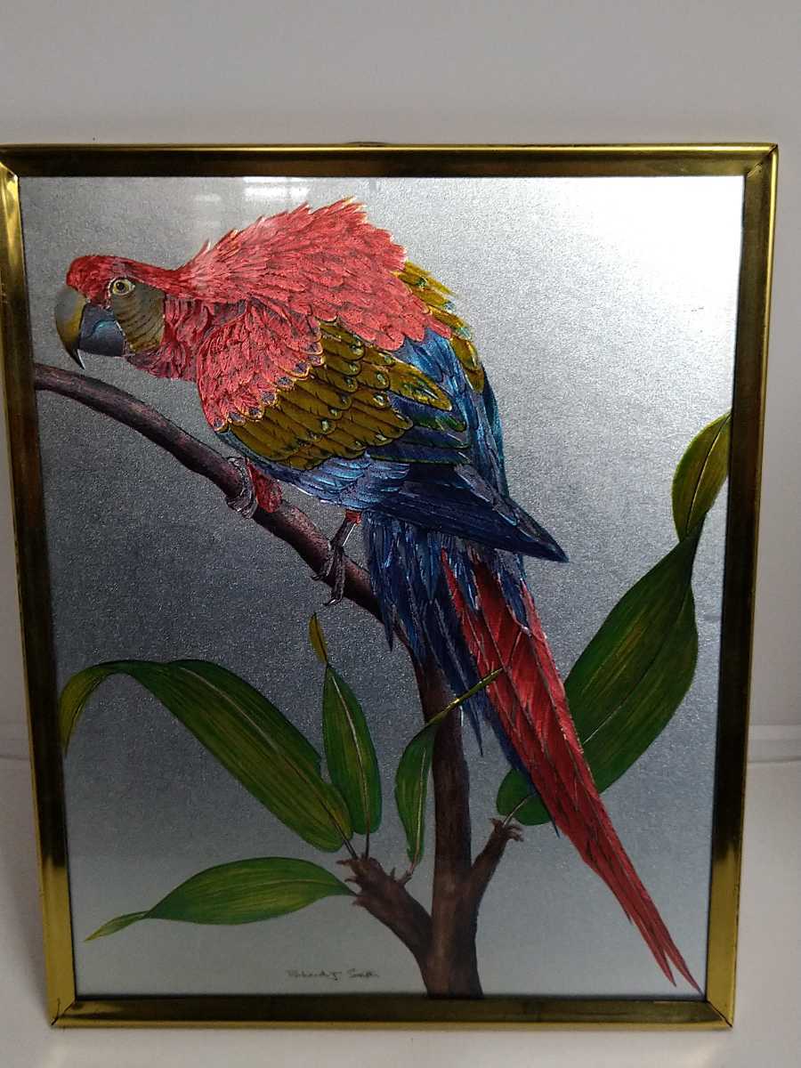 素晴らしい!作品!激レア!当時物!オウム!鳥!美術品!カラフル