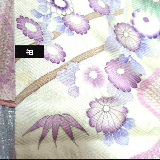 振袖セット 花車文 正絹 友禅 金駒刺繍 入子菱地紋 金彩加工 振袖セット 花車文 正絹 友禅 金駒刺繍 入子菱地紋 金彩加工