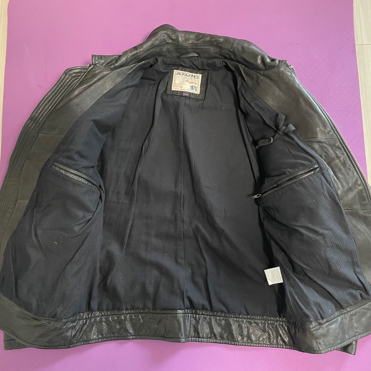 JACK&JONES レザージャケット ブラック メンズ アウター 羊革 本 JACK&JONES レザージャケット ブラック メンズ アウター 羊革 本