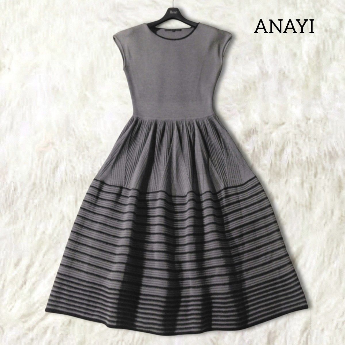 55 美品 【ANAYI】 アナイ ニットワンピース 38 M 日本製 グレー 55 美品 【ANAYI】 アナイ ニットワンピース 38 M 日本製 グレー