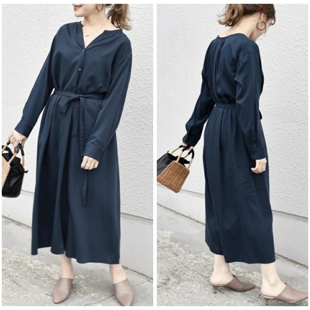 SHIPS シップス シャツワンピース ロングワンピース ネイビー SHIPS シップス シャツワンピース ロングワンピース ネイビー