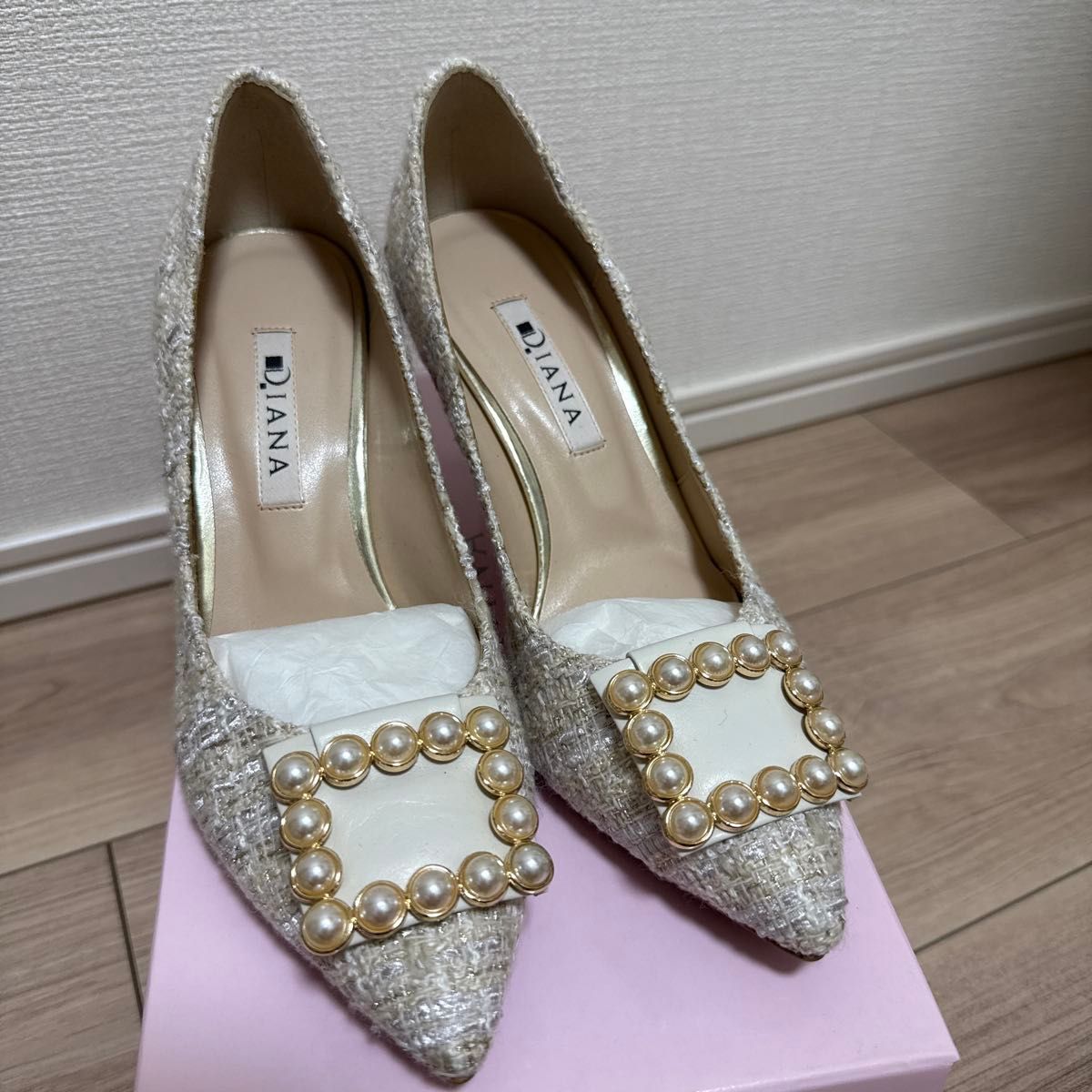 DIANA ライトベージュミックス ツイードパンプス アイボリー 22 DIANA ライトベージュミックス ツイードパンプス アイボリー 22