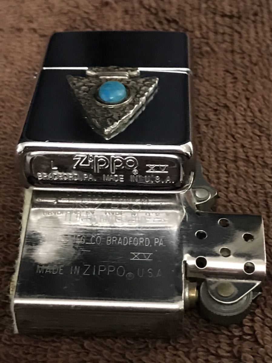 ZIPPO ジッポー ジッポ 1999年製 矢じり　矢　アロー　ターコイズ　メタル貼り　中古品_画像4