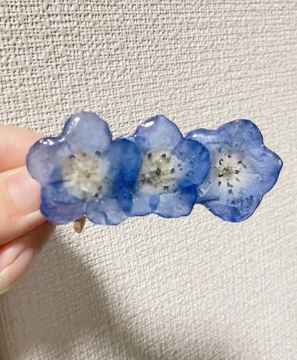 即買い大歓迎 ネモフィラ お花 ヘアクリップ 値下げ×