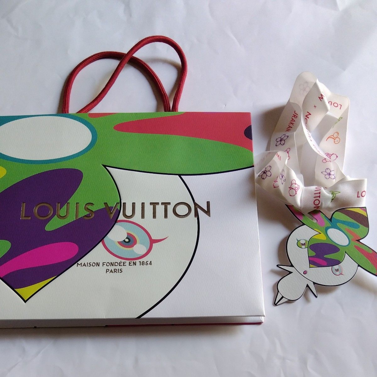LOUIS VUITTON x 村上隆 コラボ ショッパー リボン タグ セット LOUIS VUITTON x 村上隆 コラボ ショッパー リボン タグ セット