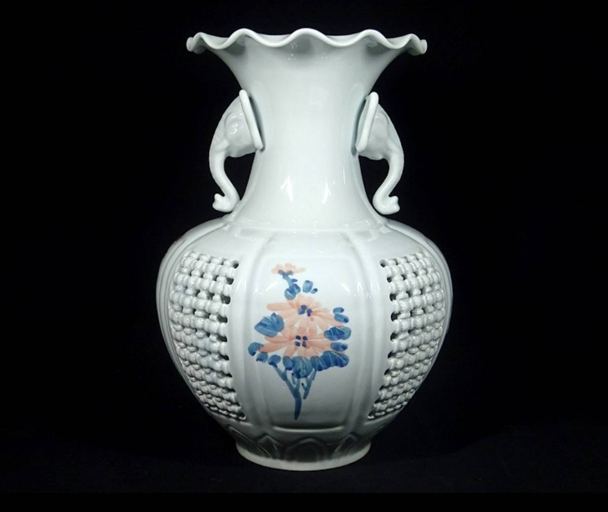 韓国美術 趙京 大花瓶 白磁 花色絵 高さ約42cm u03156 cnema.fr