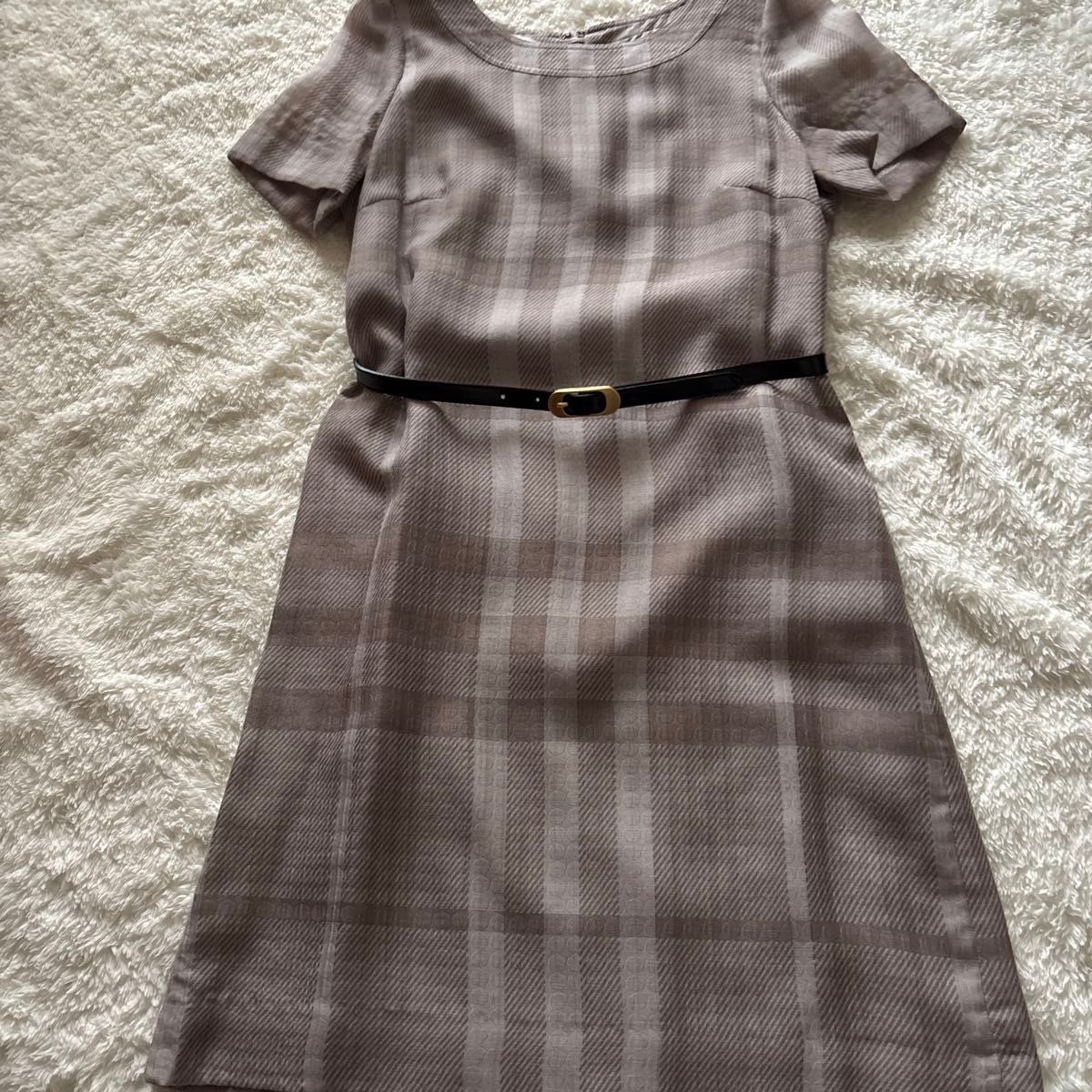 バーバリー/BURBERRYチェック柄ワンピース ベルト付き 36サイズ バーバリー/BURBERRYチェック柄ワンピース ベルト付き 36サイズ