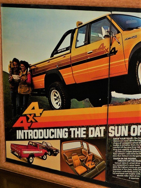 1980年 U.S.A. '80s 洋書雑誌広告 額装品 Datun 4x4 720 ダットサン ピックアップ トラック ( A3・ 大サイズ )_画像2