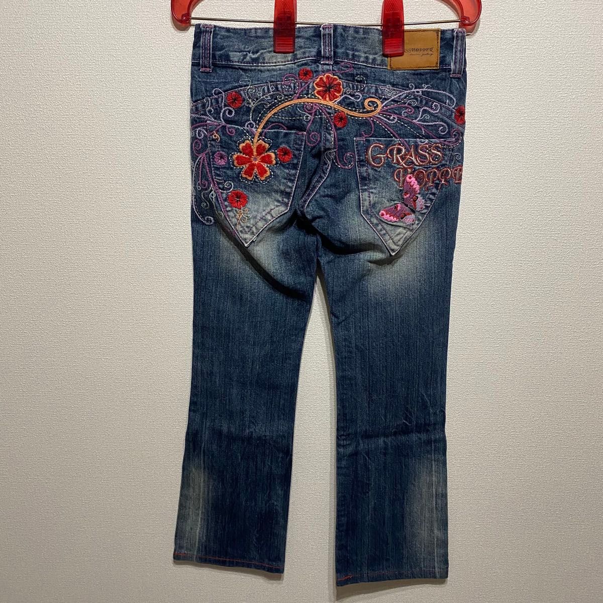 GRASSHOPPER デニムパンツ 蝶刺繍 y2k 平成ギャル サイズ25 GRASSHOPPER デニムパンツ 蝶刺繍 y2k 平成ギャル サイズ25