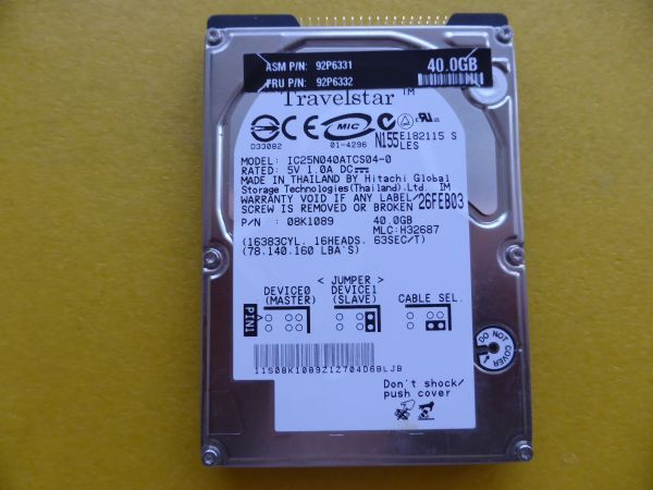 ジャンク NEC 98ノート用 2.5インチHDD? 40Gを1Gに変更かも ジャンク NEC 98ノート用 2.5インチHDD? 40Gを1Gに変更かも