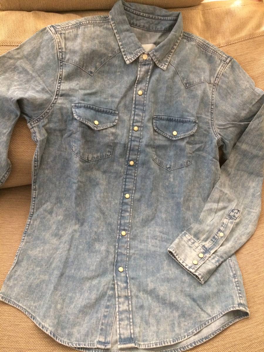 * 1点のみ * AE アメリカンイーグル Denim Western ウエスタン デニム 長袖シャツ M / Blue *_画像1