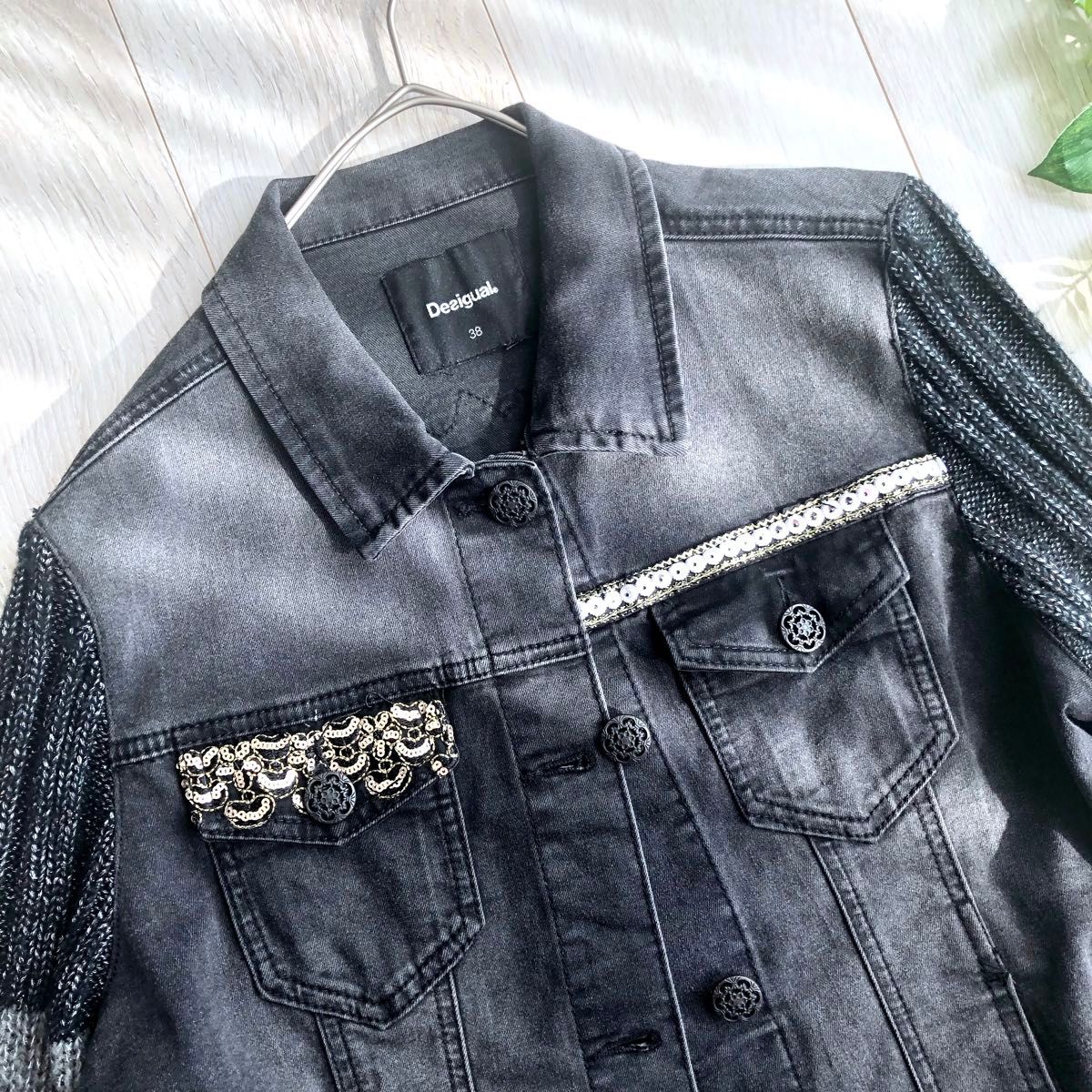 desigual デシグアル 異素材 デニムジャケット フェード desigual デシグアル 異素材 デニムジャケット フェード