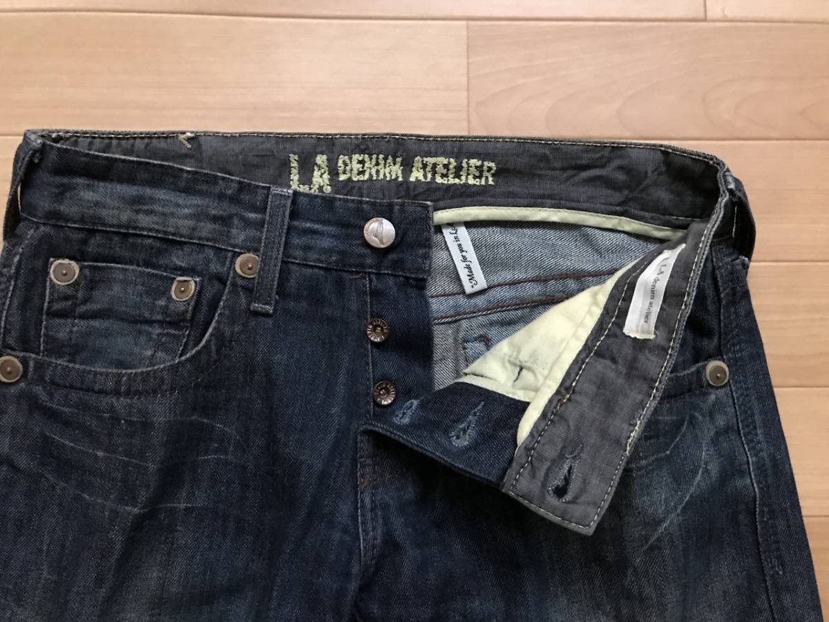 LOS ANGELES DENIM ATELIER ロサンゼルスデニムアトリエ/エルエーデニム 米国製 メンズ 革パッチボタンフライデニム ジーンズ 良品 size 30_画像4