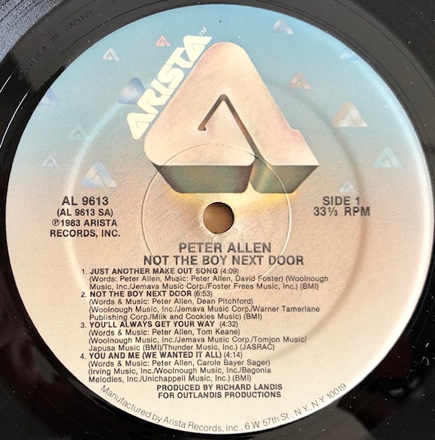 LP■ROCK//AOR/PETER ALLEN/NOT THE BOY NEXT DOOR/ARISTA AL 9613/US盤 83年オリジナル原盤 美盤/DAVID FOSTER参加/DICK ST. NICKLAUS提供_画像4