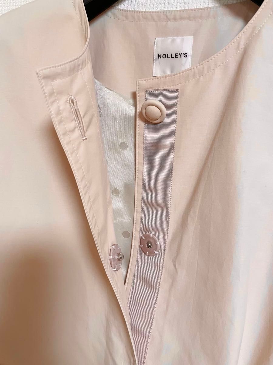 新品】NOLLEY'S ノーリーズ ノーカラーコート スプリングコート 新品】NOLLEY'S ノーリーズ ノーカラーコート スプリングコート