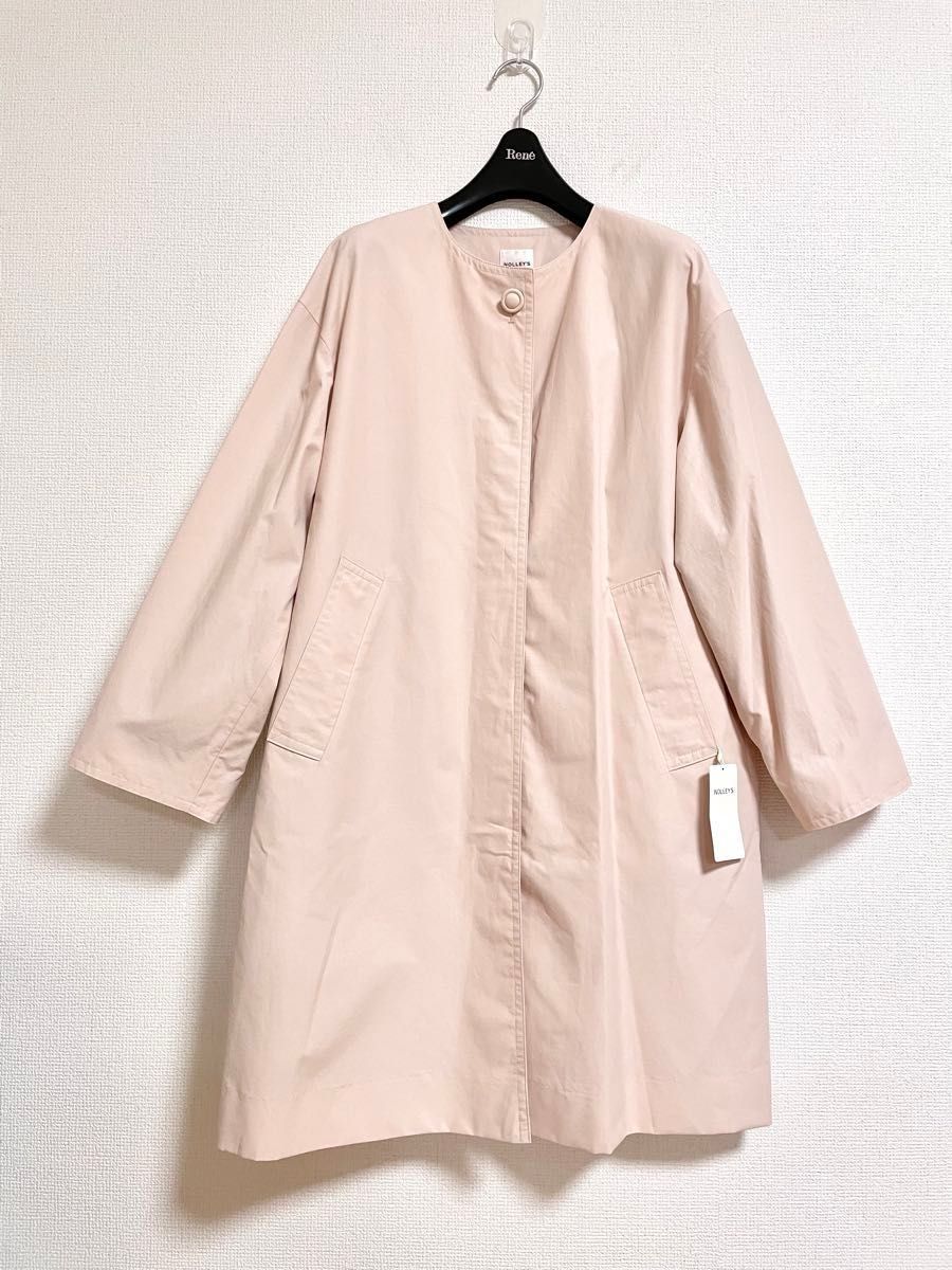 新品】NOLLEY'S ノーリーズ ノーカラーコート スプリングコート 新品】NOLLEY'S ノーリーズ ノーカラーコート スプリングコート