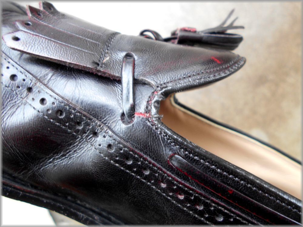 * John камень &ma-fi- Aristo craft USA производства Loafer size 11D* осмотр Wing кисточка стеганый Vintage обувь кожа обувь 