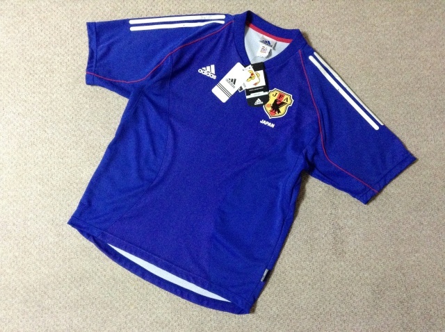 ★デッドストック★アディダス サッカー 日本代表 02W杯 半袖 レプリカユニフォーム ブルー Lサイズ JFA CLIMALITE adidas 381414 X4844_画像1