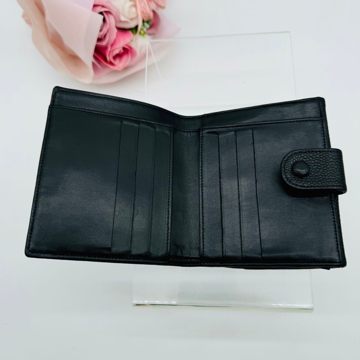 CHANEL シャネル キャビアスキン 二つ折り財布 ココマーク 財布 CHANEL シャネル キャビアスキン 二つ折り財布 ココマーク 財布