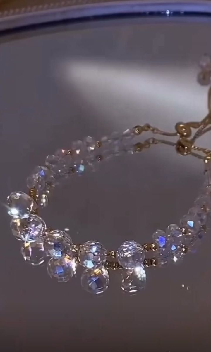 天然虹色 輝くクリスタル ブレスレット 水晶石 天然石 匿名配送 ゴールド ジュエリー ブレスレット