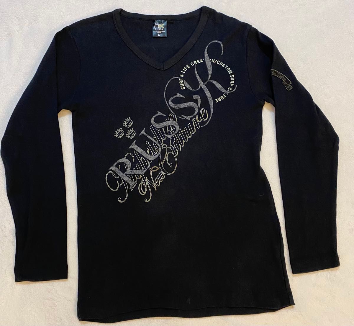 Y2K グランジ Vネック カットソー 00s archive 平成 長袖Tシャツ Y2K グランジ Vネック カットソー 00s archive 平成 長袖Tシャツ