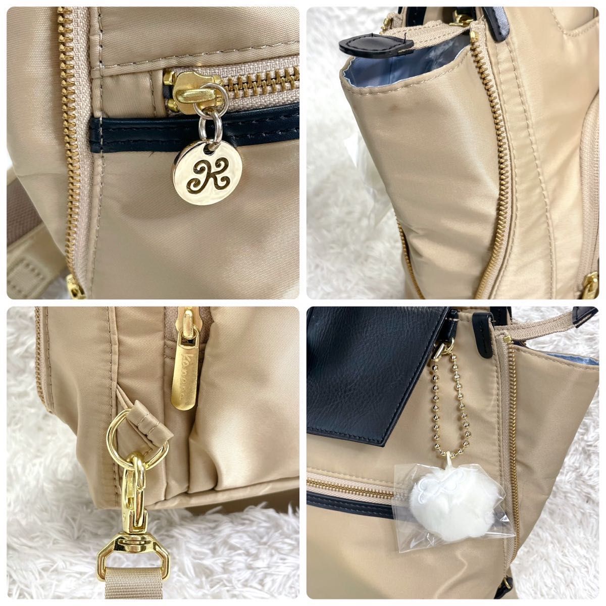 美品 kanana project カナナ 2Wayリュック ベージュ ユリ 美品 kanana project カナナ 2Wayリュック ベージュ ユリ