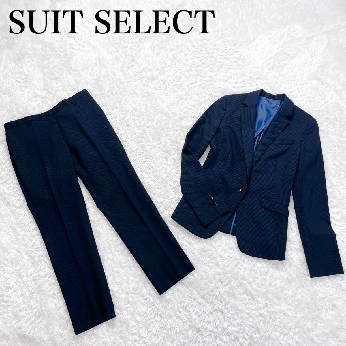 美品 スーツセレクト パンツ スーツ セットアップ ストライプ 9 美品 スーツセレクト パンツ スーツ セットアップ ストライプ 9