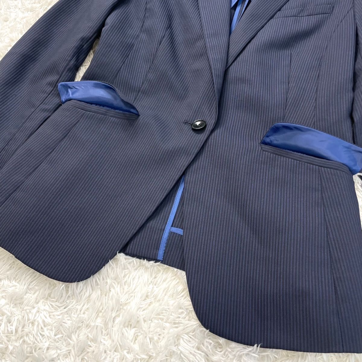 美品 スーツセレクト パンツ スーツ セットアップ ストライプ 9 美品 スーツセレクト パンツ スーツ セットアップ ストライプ 9