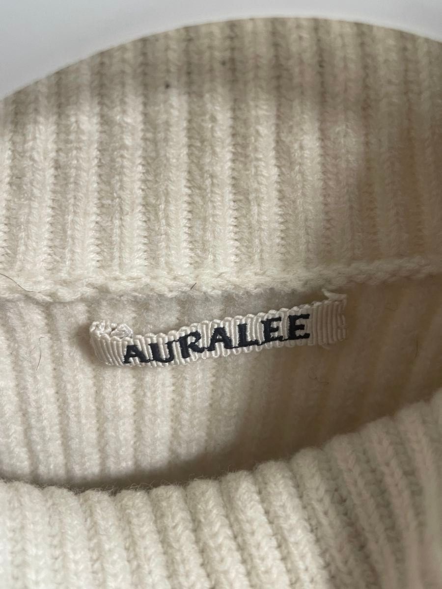 オーラリー リブ ニット タートルネック 白 クリーム size 4 オーラリー リブ ニット タートルネック 白 クリーム size 4