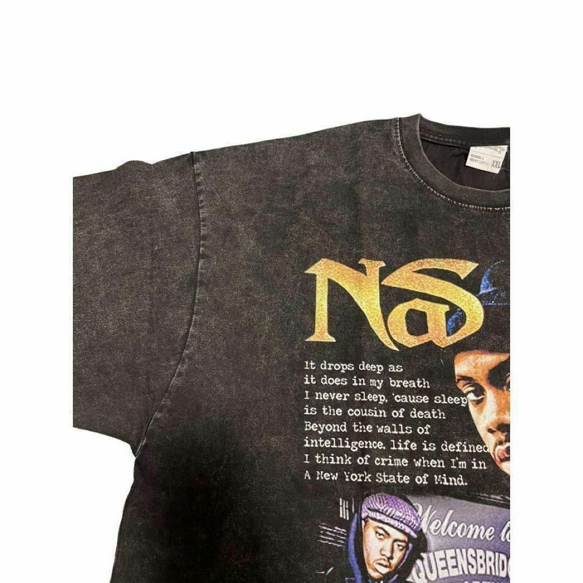 激レア】NAS ナズ ヴィンテージ加工 RAP Tシャツ ブラック XL 激レア】NAS ナズ ヴィンテージ加工 RAP Tシャツ ブラック XL