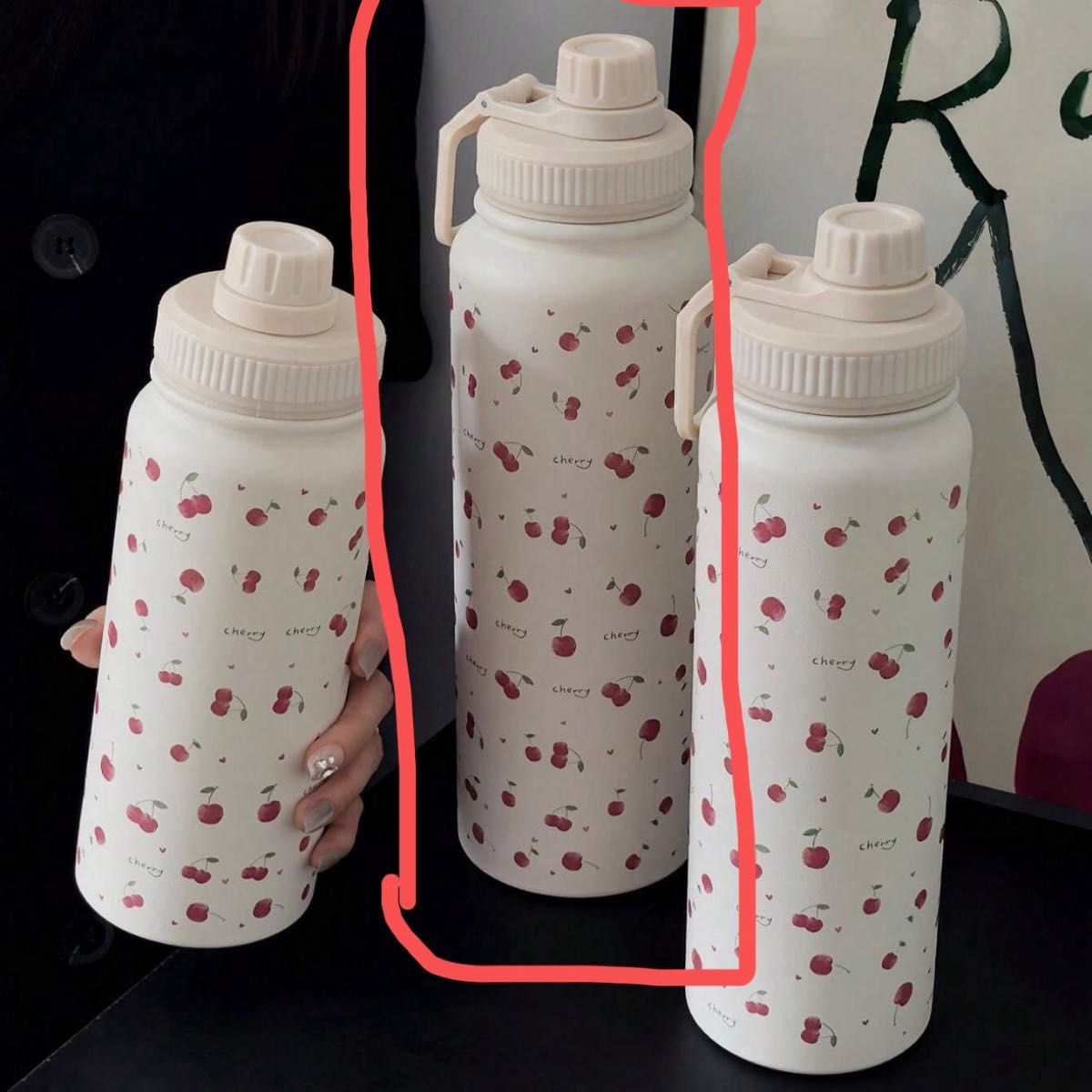 水筒 さくらんぼ柄 ステンレスボトル ホワイト系 未使用|Yahoo 水筒 さくらんぼ柄 ステンレスボトル ホワイト系 未使用|Yahoo