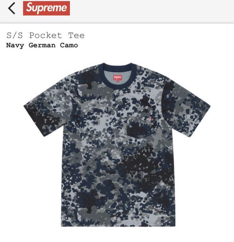 Lサイズ Supreme シュプリーム 19SS S/S Pocket Tee ポケット Tシャツ Navy German Camo 新品未使用