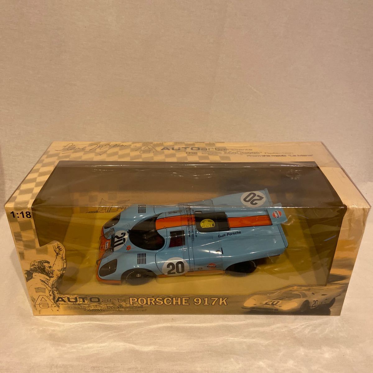  распроданный AUTOart 1/18 PORSCHE 917K #20 Steve McQueen фильм . свет. Ла Манш Auto Art Porsche Gulfs чай b* McQueen миникар 