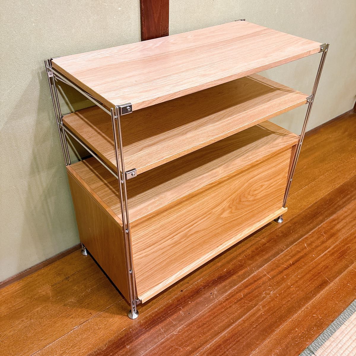 美品】 無印良品 ステンレスユニットシェルフ オーク材 棚セット 美品】 無印良品 ステンレスユニットシェルフ オーク材 棚セット
