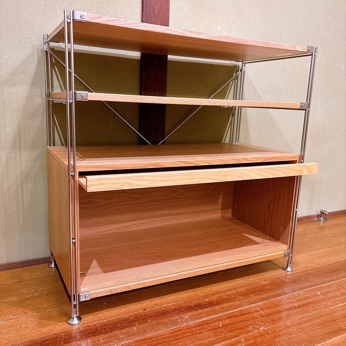 美品】 無印良品 ステンレスユニットシェルフ オーク材 棚セット 美品】 無印良品 ステンレスユニットシェルフ オーク材 棚セット
