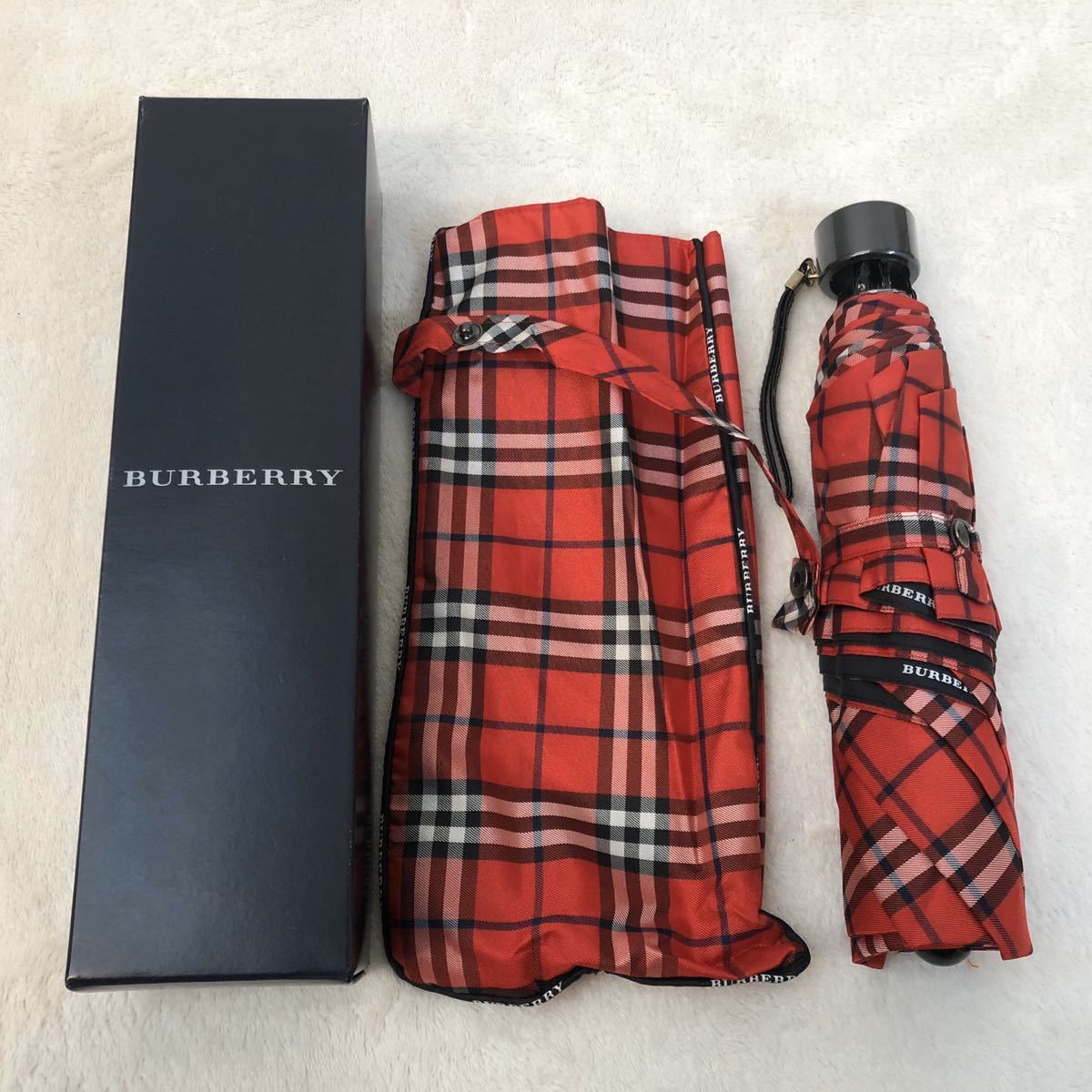  новый товар /BURBERRY/ складной зонт / стандартный товар / Burberry /Burberrys/noba проверка / не использовался / шланг Mark / зонт от дождя / складной зонт / красный / женский / женский 