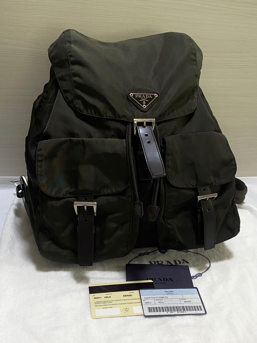 美品 PRADA リュック テスート ナイロン ダークブラウン バック 美品 PRADA リュック テスート ナイロン ダークブラウン バック