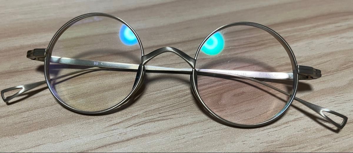 期間限定30%OFF! チタン 伊達 ジョンレノン ラウンド型 ロイド眼鏡 ゴールド メガネ・老眼鏡