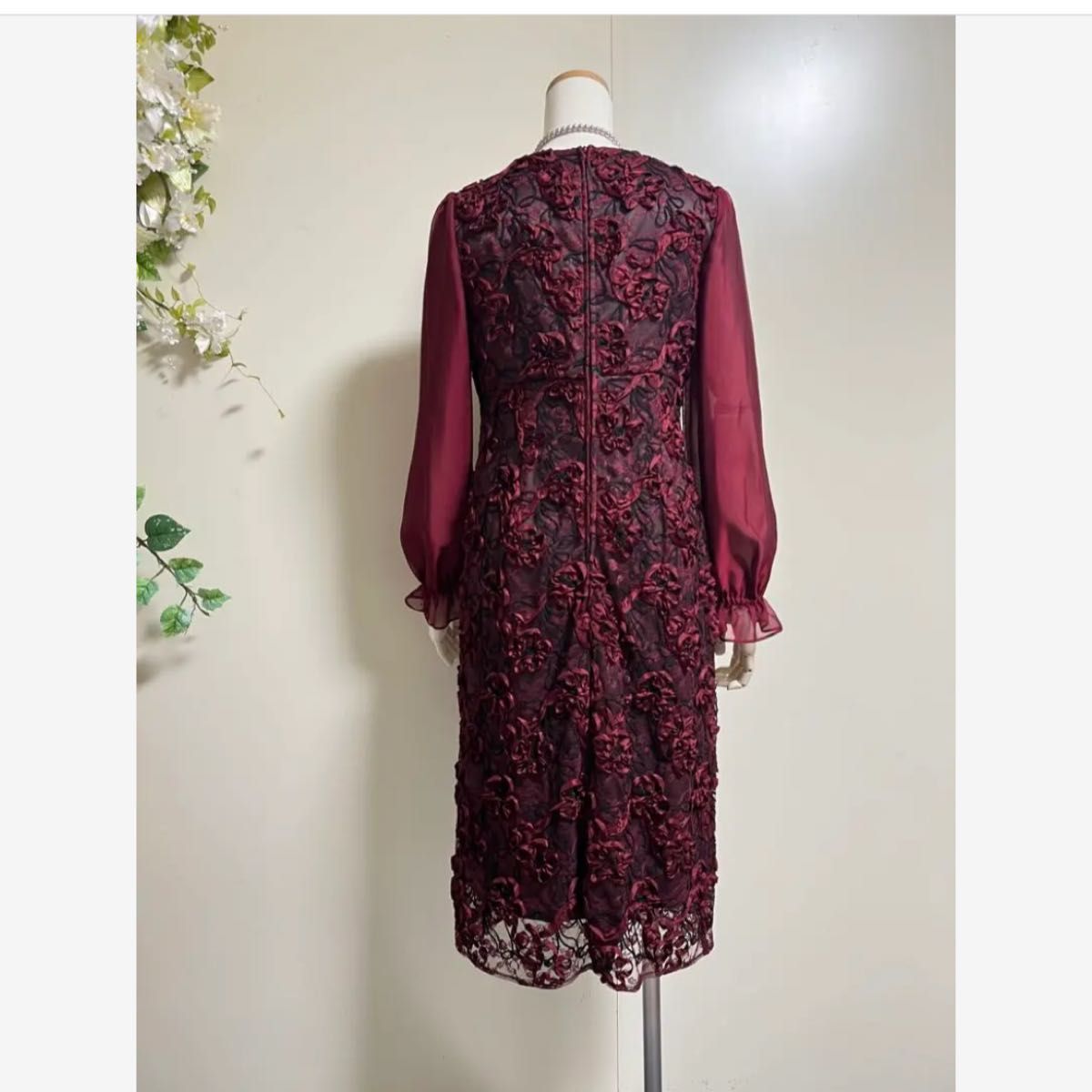 新品 東京ソワール MARIKO KOHGA 日本製 ワインレッド ドレス 新品 東京ソワール MARIKO KOHGA 日本製 ワインレッド ドレス