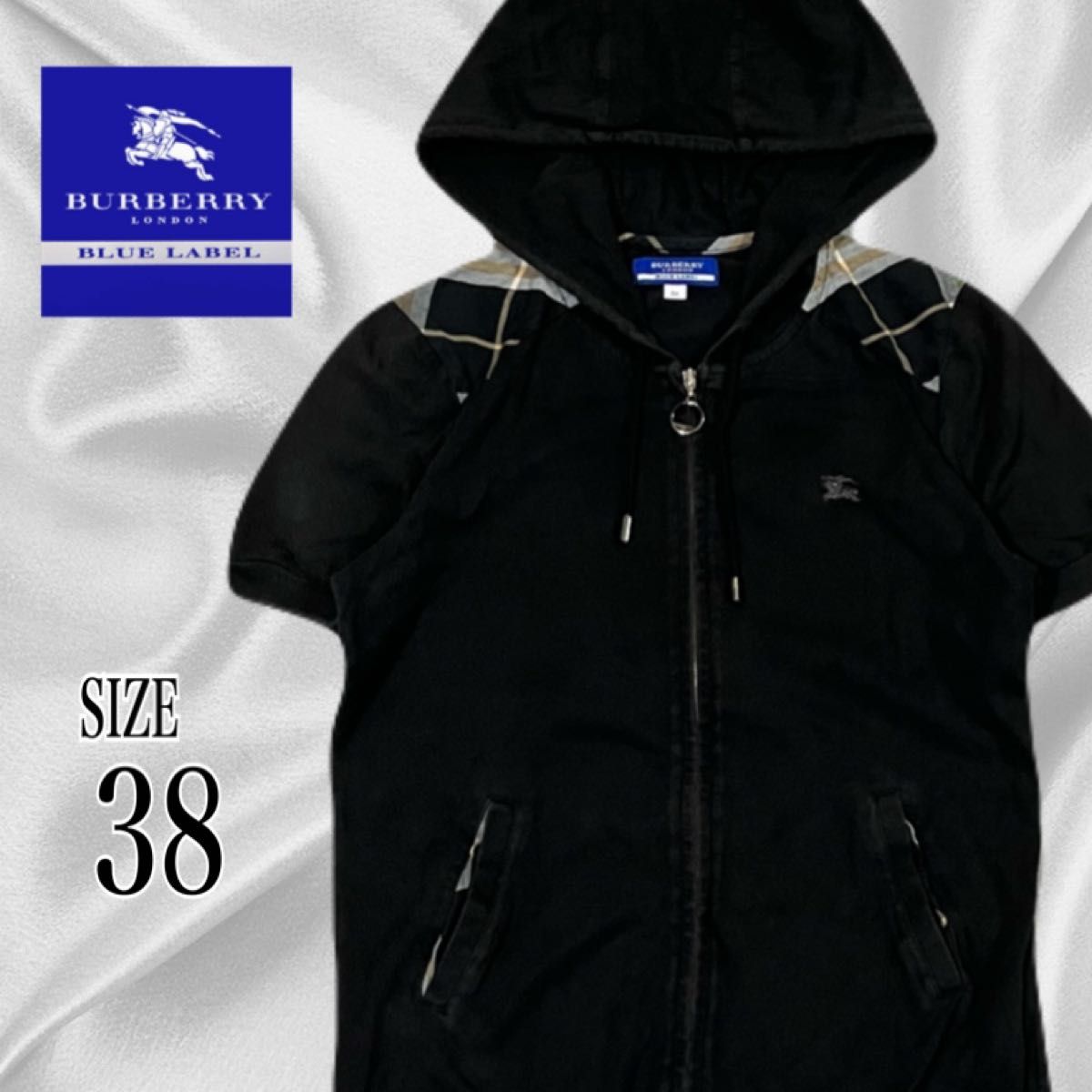 BURBERRY BLUE LABEL フード付き 半袖 パーカー 黒 38|Yahoo BURBERRY BLUE LABEL フード付き 半袖 パーカー 黒 38|Yahoo