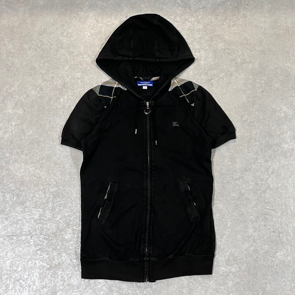 BURBERRY BLUE LABEL フード付き 半袖 パーカー 黒 38|Yahoo BURBERRY BLUE LABEL フード付き 半袖 パーカー 黒 38|Yahoo
