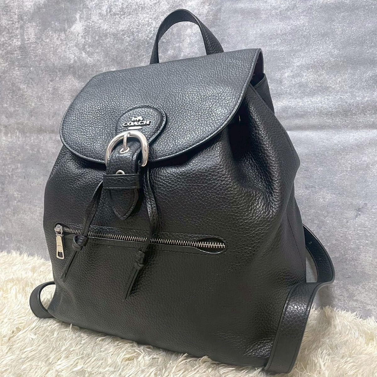 極美品】COACH コーチ クリオ リュック レザー シボ革 ブラック 極美品】COACH コーチ クリオ リュック レザー シボ革 ブラック