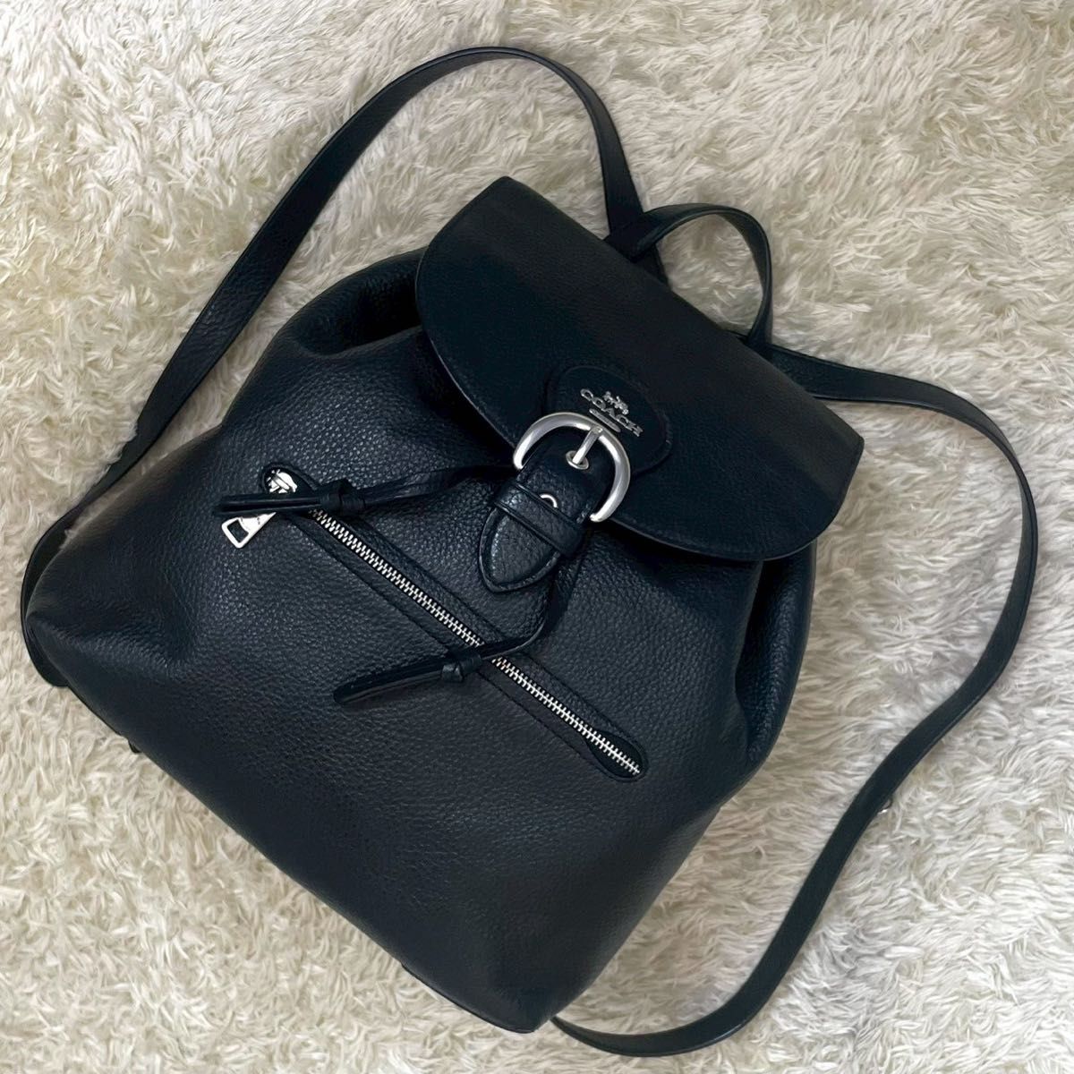 極美品】COACH コーチ クリオ リュック レザー シボ革 ブラック 極美品】COACH コーチ クリオ リュック レザー シボ革 ブラック