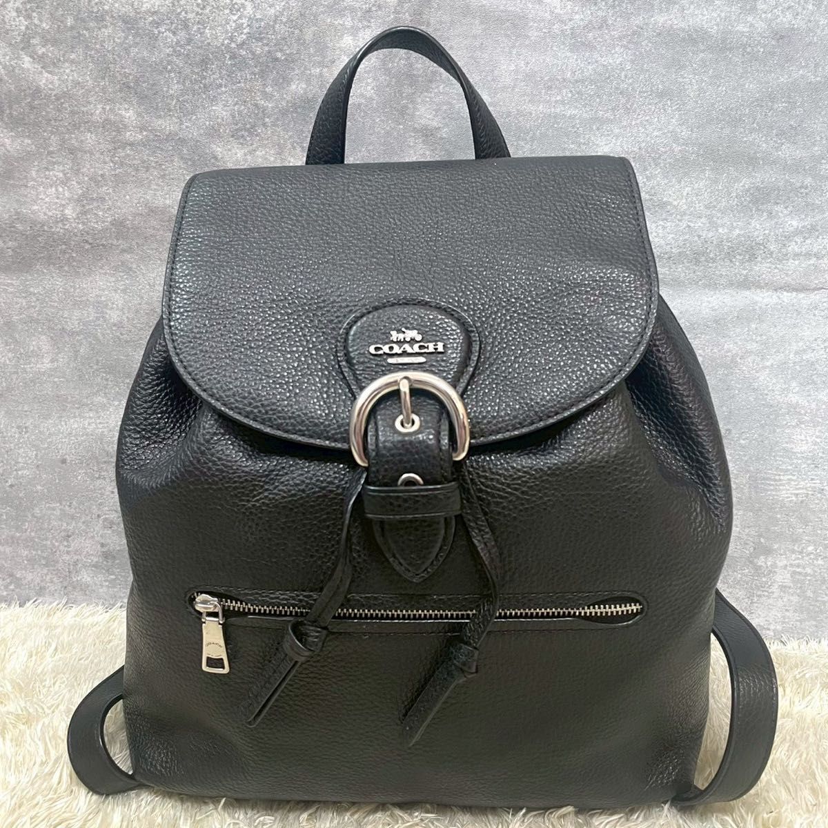 極美品】COACH コーチ クリオ リュック レザー シボ革 ブラック 極美品】COACH コーチ クリオ リュック レザー シボ革 ブラック