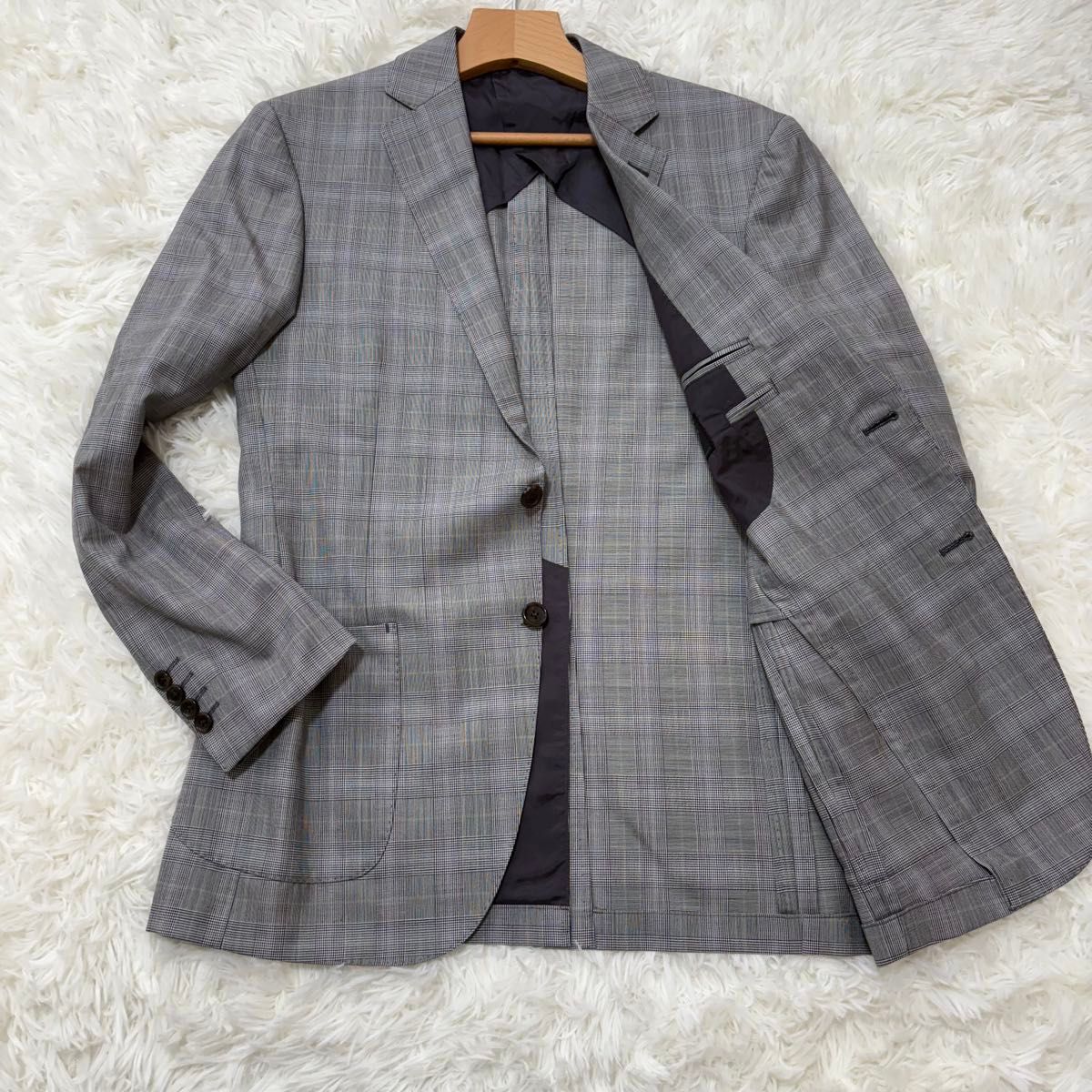 日本製 美品 DURBAN ダーバン ジャケット グレンチェック 背抜き 日本製 美品 DURBAN ダーバン ジャケット グレンチェック 背抜き