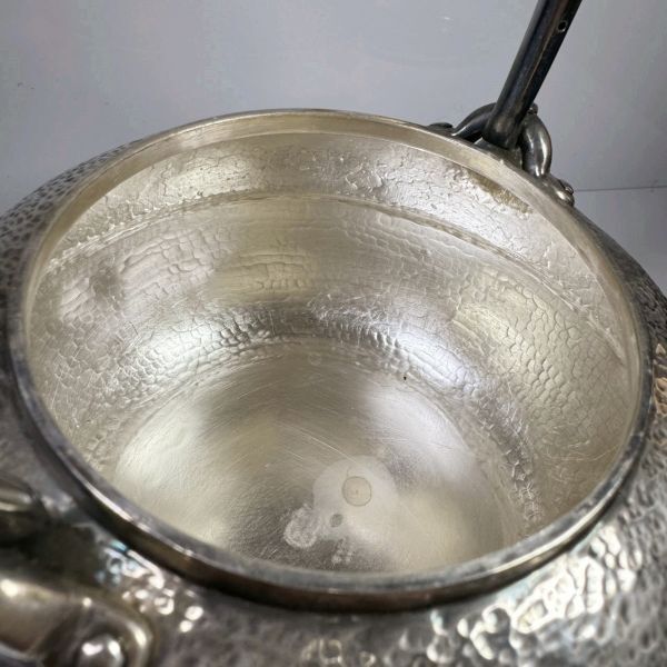 純銀製 平寶珠形 槌目 一東斎造 木摘 湯沸 古美術品 銀瓶 煎茶 純銀製 平寶珠形 槌目 一東斎造 木摘 湯沸 古美術品 銀瓶 煎茶