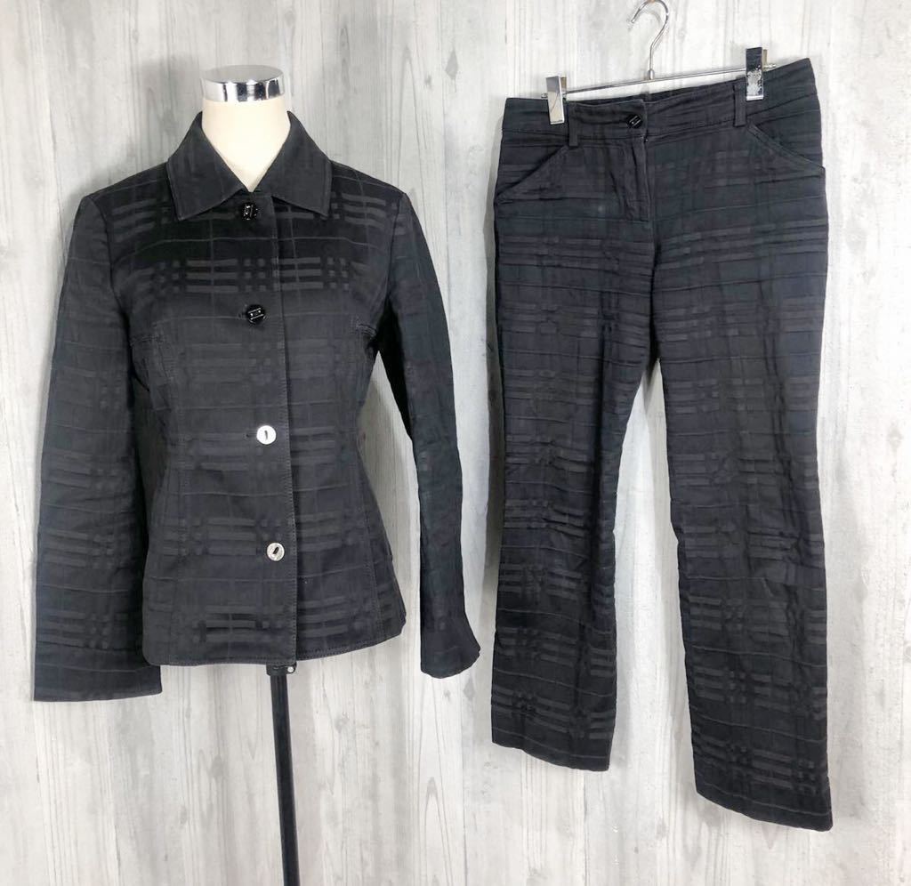 (G) BURBERRY Burberry lady's black check pattern noba check setup top and bottom 40 inscription 