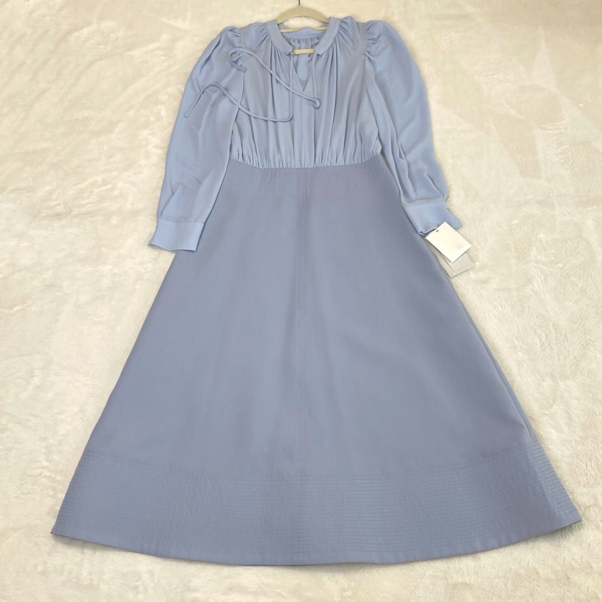 新品】セルフォード CELFORD ワンピース ブルー Aライン フレア 新品】セルフォード CELFORD ワンピース ブルー Aライン フレア