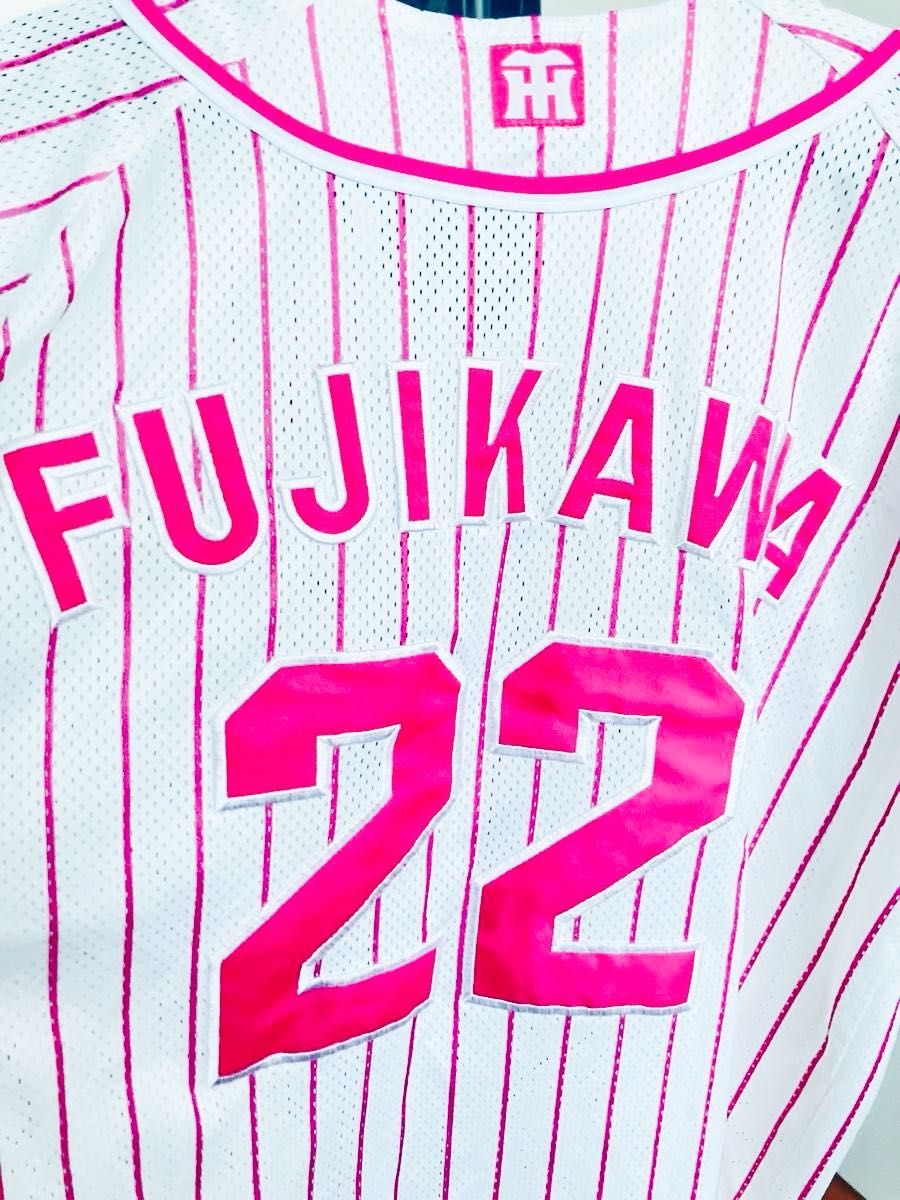 阪神タイガース 藤川球児選手 メッシュ ユニフォーム ピンク #22 Mサイズ 阪神タイガース ユニフォーム 藤川球児 阪神 M刺繍 男女兼用
