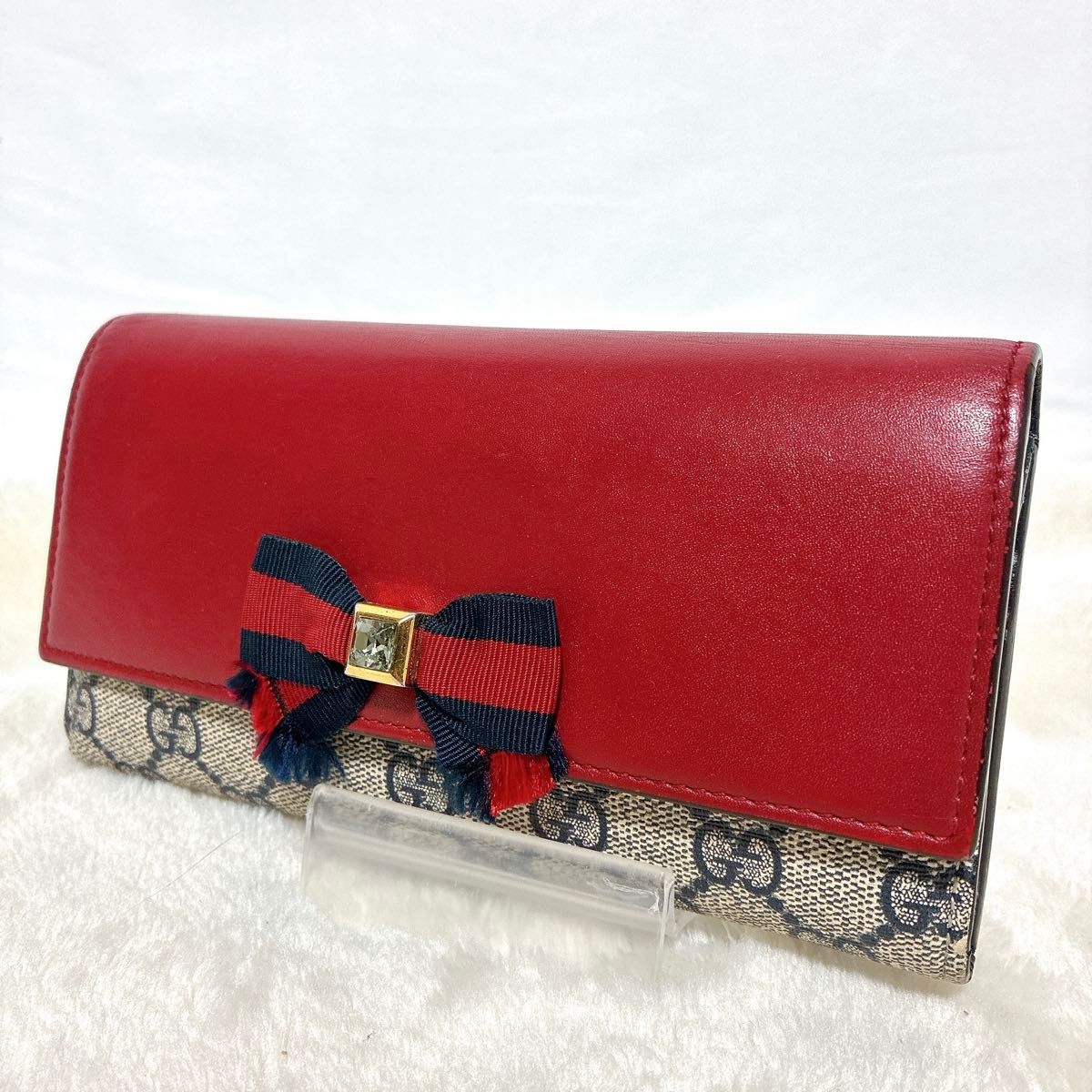 GWセール 美品 GUCCI グッチ 長財布 GGスプリーム リボン GWセール 美品 GUCCI グッチ 長財布 GGスプリーム リボン